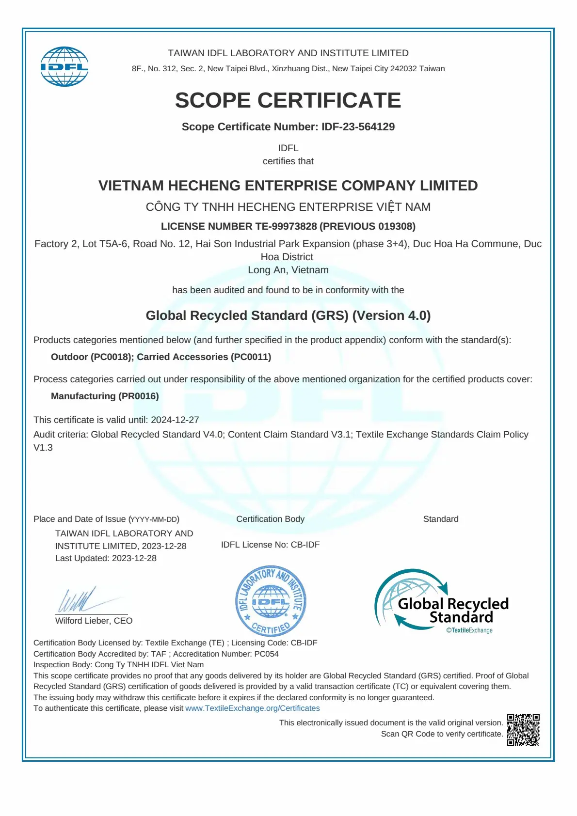Certification